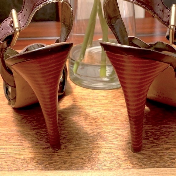 Nine West Leather Brown PeepToe Heels (5.5) - Picture 3 of 6